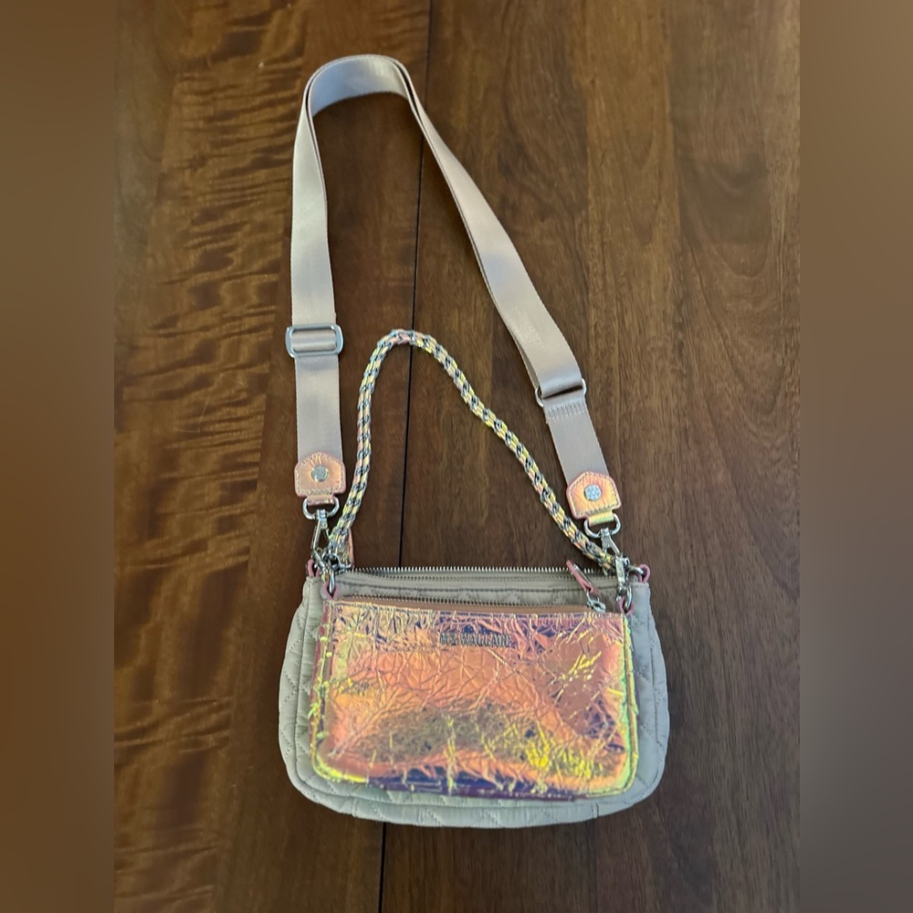 MZ Wallace Opal/Mushroom Crosby Convertible Crossbody Bag